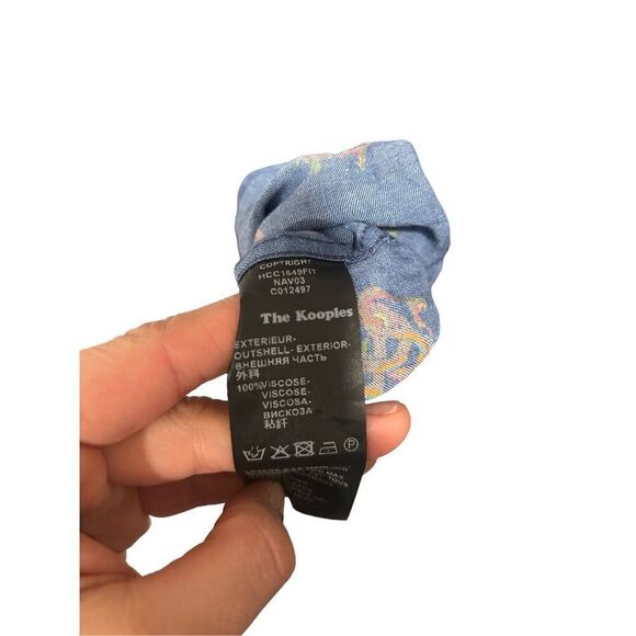 The Kooples Fitted Medium Abstract Blue Long Sleeve Button Down Shirt - Picture 9 of 11